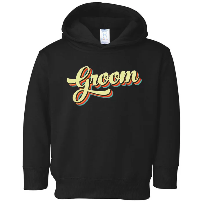 Groom Retro Art Baseball Font Vintage Toddler Hoodie