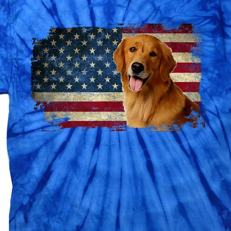 Golden Retriever American Flag Patriotic Dog Lover Tie-Dye T-Shirt