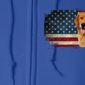 Golden Retriever American Flag Patriotic Dog Lover Full Zip Hoodie