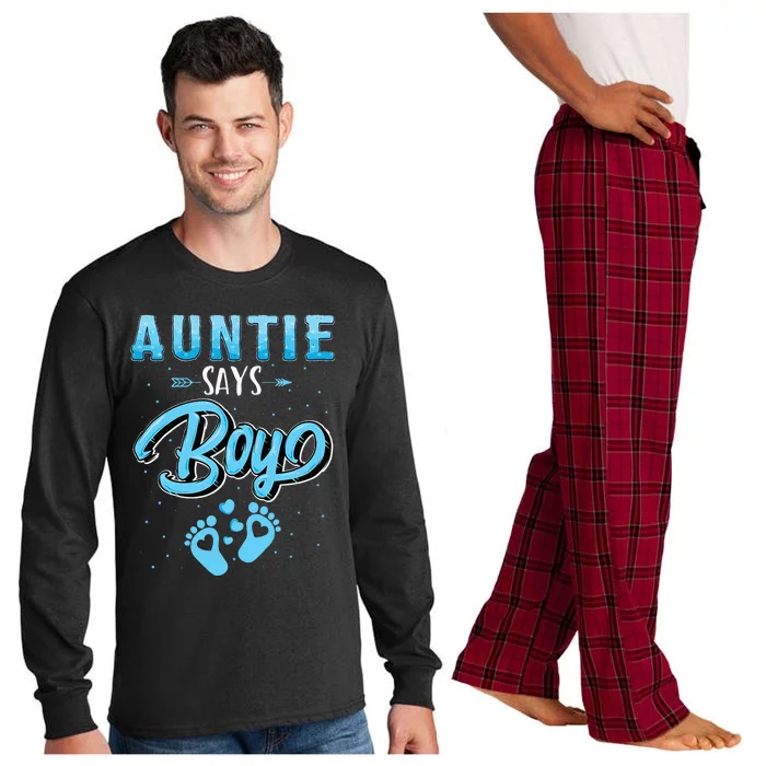 Gender Reveal Auntie Says Boy Baby Matching Family Set Long Sleeve Pajama Set