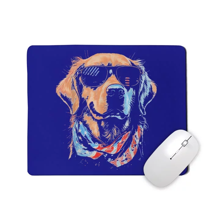 Golden Retriever American Flag USA America 4th Of July Mousepad