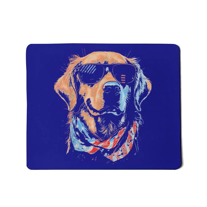 Golden Retriever American Flag USA America 4th Of July Mousepad