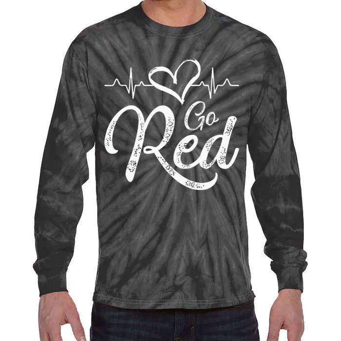 Go Red American Heart Health Month Awareness In February Tie-Dye Long Sleeve Shirt