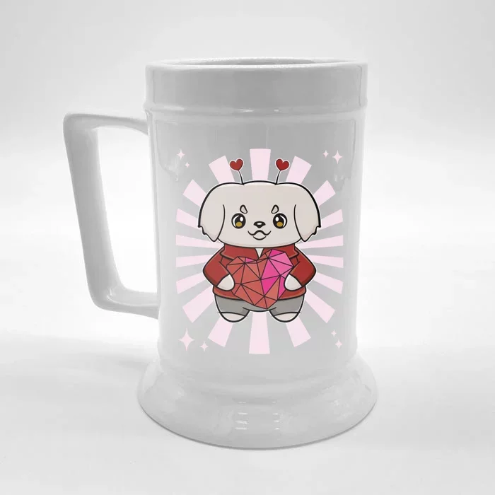 Golden Retriever Anime Dog Valentine´s Day Gift Front & Back Beer Stein