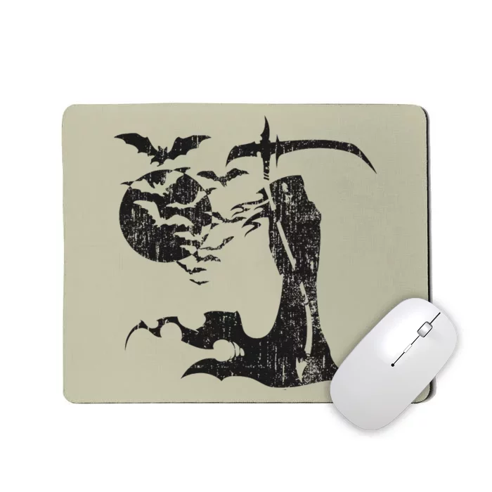 Grim Reaper Angel Of Death Swarm Of Bats Full Moon Halloween Mousepad