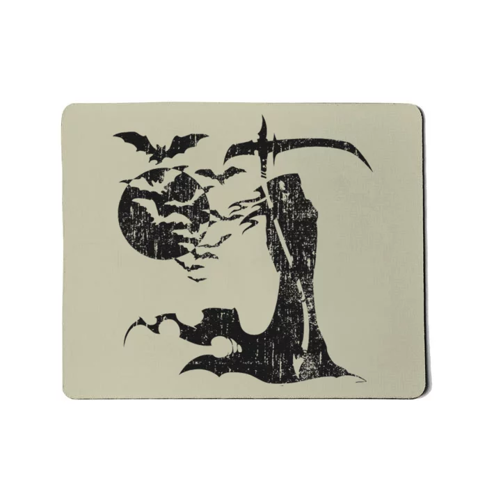 Grim Reaper Angel Of Death Swarm Of Bats Full Moon Halloween Mousepad