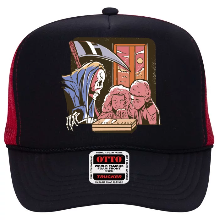 Grim Reaper And Children Horror High Crown Mesh Trucker Hat