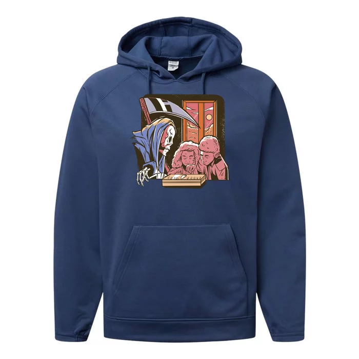 Grim Reaper And Children Horror Performance Fleece Hoodie