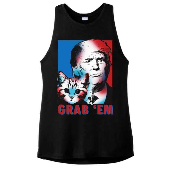 Grab 'Em Cat Funny Pro Trump Ladies Tri-Blend Wicking Tank