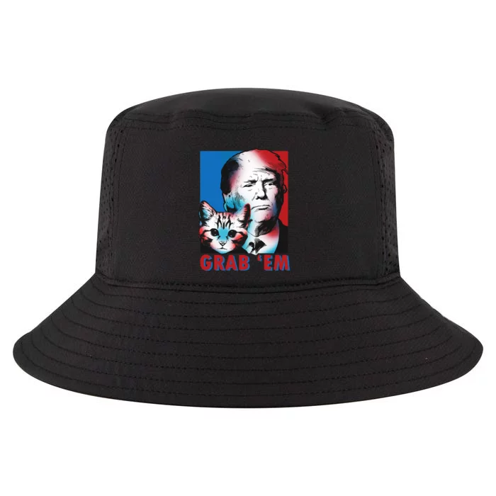 Grab 'Em Cat Funny Pro Trump Cool Comfort Performance Bucket Hat