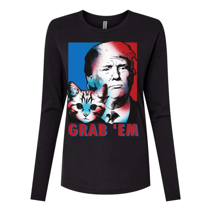 Grab 'Em Cat Funny Pro Trump Womens Cotton Relaxed Long Sleeve T-Shirt