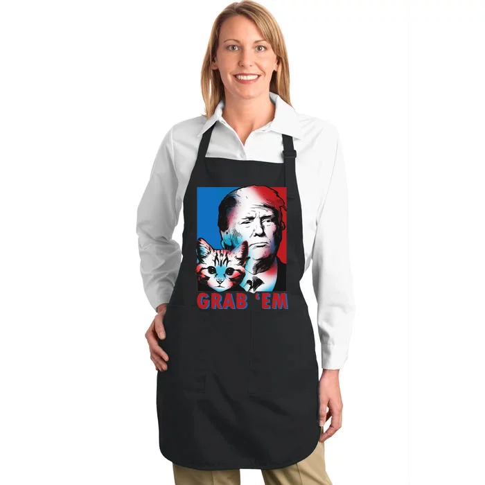 Grab 'Em Cat Funny Pro Trump Full-Length Apron With Pocket