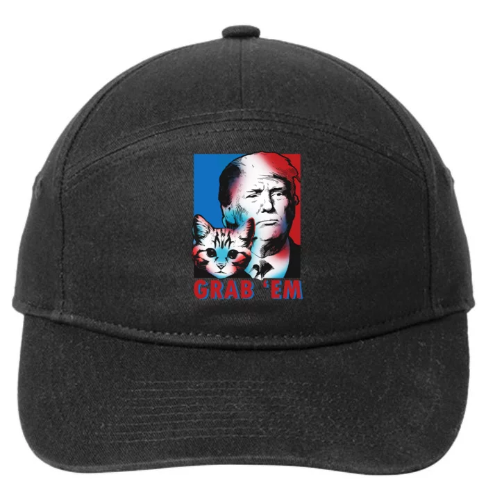 Grab 'Em Cat Funny Pro Trump 7-Panel Snapback Hat