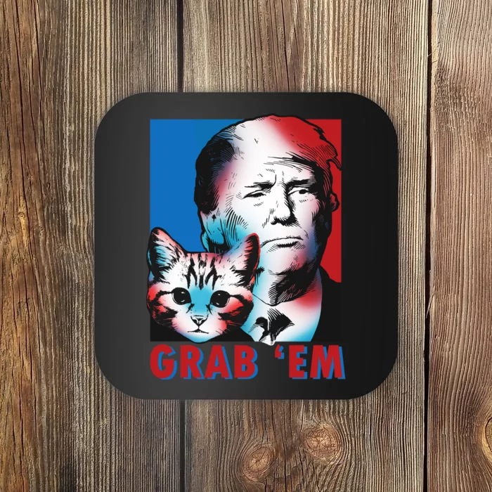 Grab 'Em Cat Funny Pro Trump Coaster