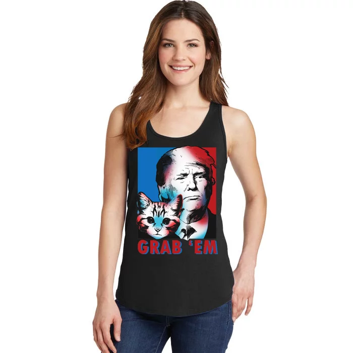 Grab 'Em Cat Funny Pro Trump Ladies Essential Tank