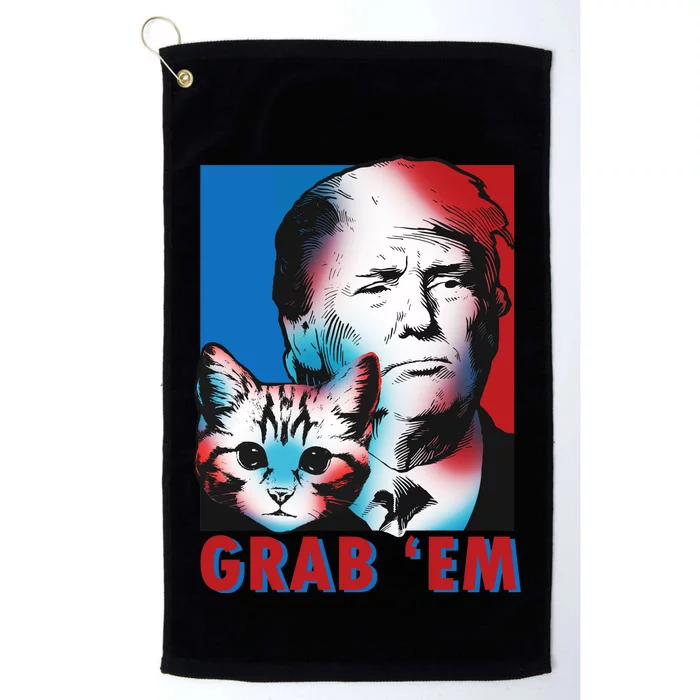 Grab 'Em Cat Funny Pro Trump Platinum Collection Golf Towel