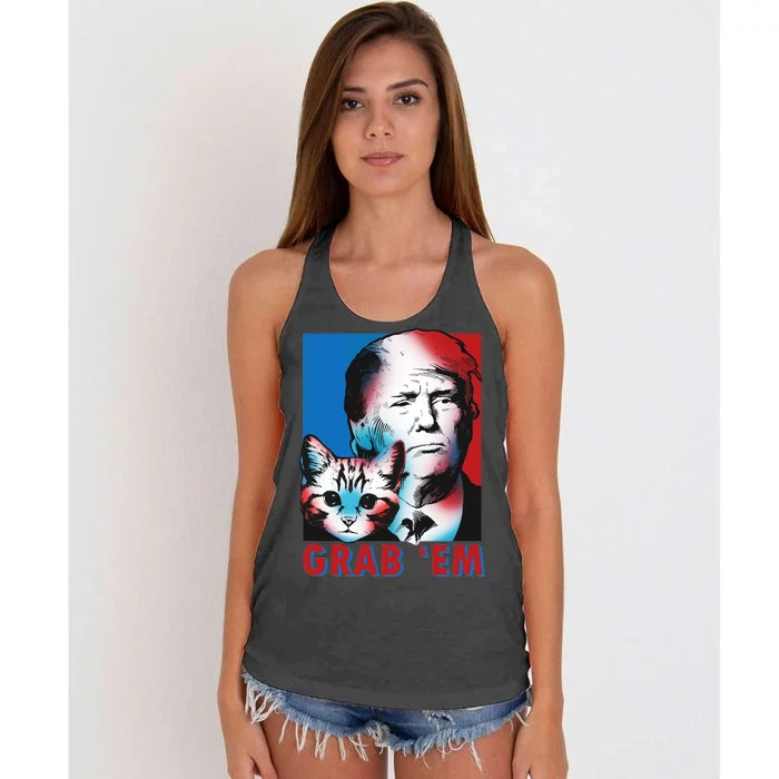 Grab 'Em Cat Funny Pro Trump Women's Knotted Racerback Tank