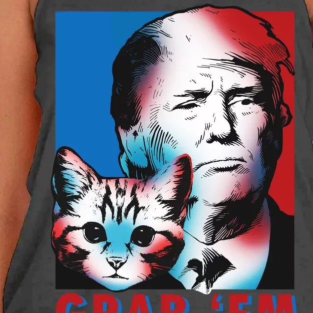 Grab 'Em Cat Funny Pro Trump Women's Knotted Racerback Tank