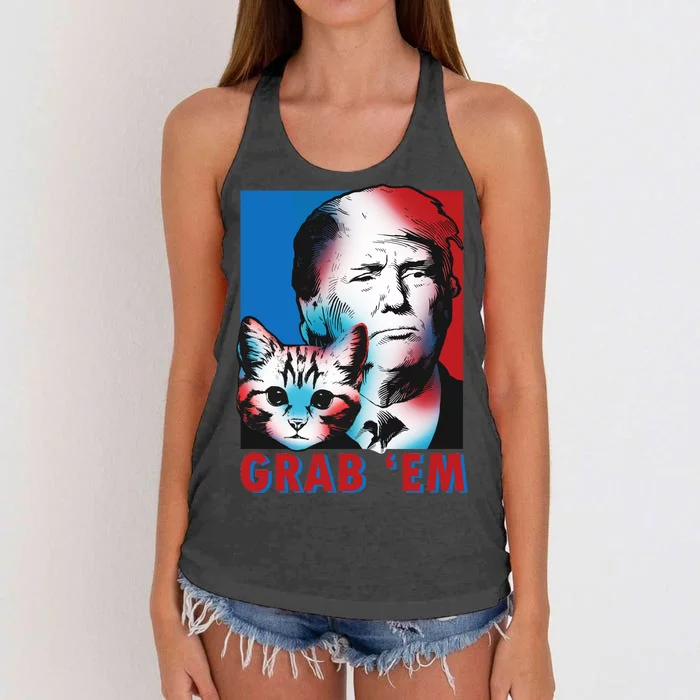 Grab 'Em Cat Funny Pro Trump Women's Knotted Racerback Tank