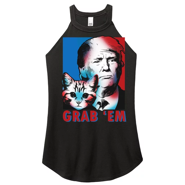 Grab 'Em Cat Funny Pro Trump Women’s Perfect Tri Rocker Tank