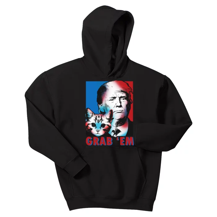 Grab 'Em Cat Funny Pro Trump Kids Hoodie