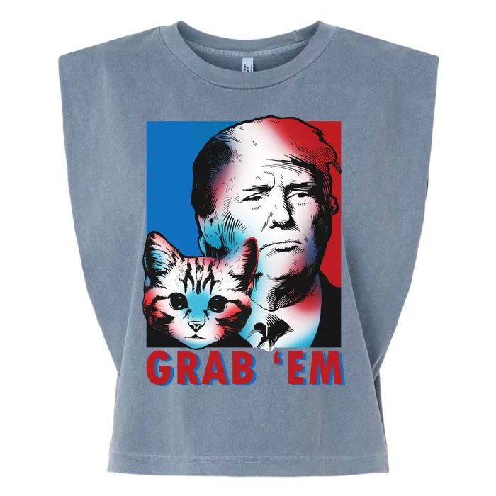 Grab 'Em Cat Funny Pro Trump Garment-Dyed Women's Muscle Tee