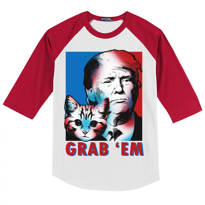 Grab 'Em Cat Funny Pro Trump Kids Colorblock Raglan Jersey