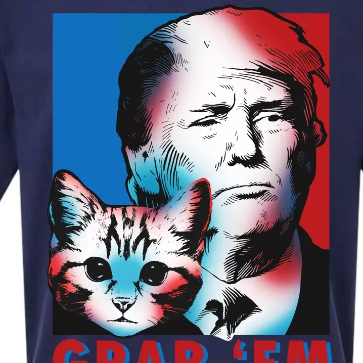 Grab 'Em Cat Funny Pro Trump Sueded Cloud Jersey T-Shirt