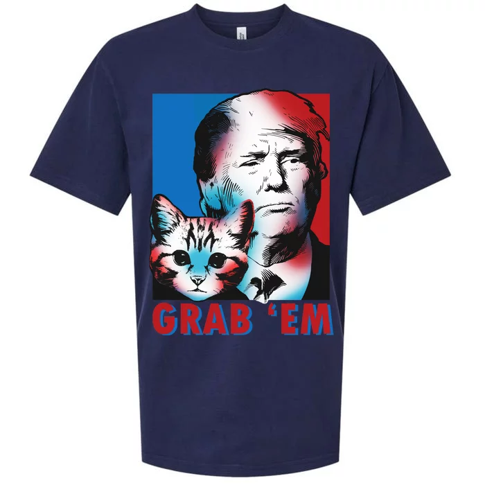 Grab 'Em Cat Funny Pro Trump Sueded Cloud Jersey T-Shirt