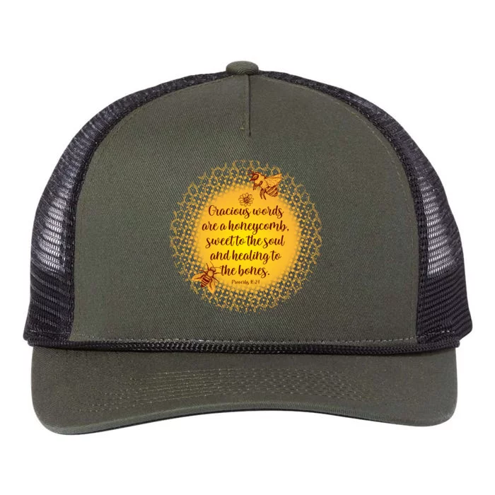 Gracious Words Are A Honeycomb Proverbs 16:24 Retro Rope Trucker Hat Cap