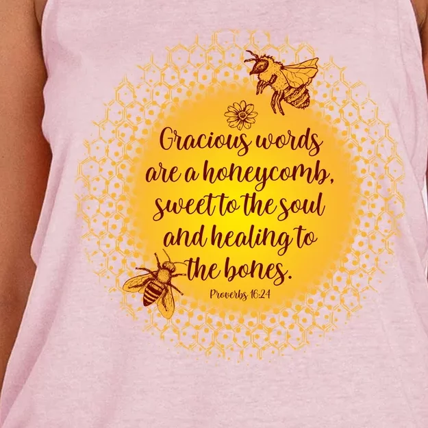 Gracious Words Are A Honeycomb Proverbs 16:24 Women's Knotted Racerback Tank