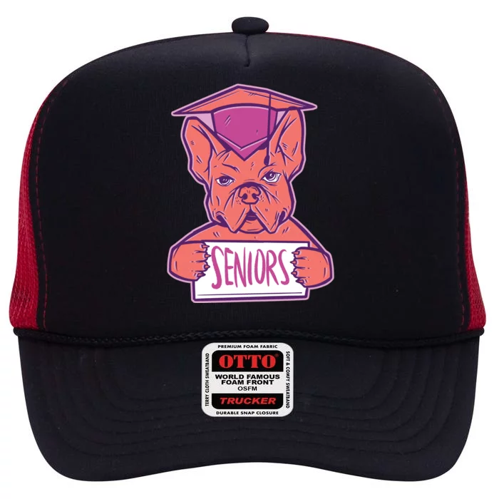 Graduating Bulldog Senior High Crown Mesh Trucker Hat