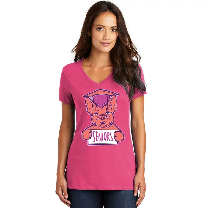 Graduating Bulldog Senior Women's V-Neck T-Shirt