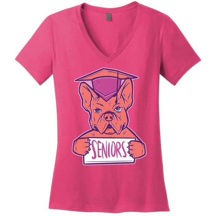 Graduating Bulldog Senior Women's V-Neck T-Shirt