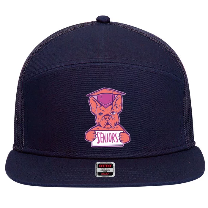 Graduating Bulldog Senior 7 Panel Mesh Trucker Snapback Hat