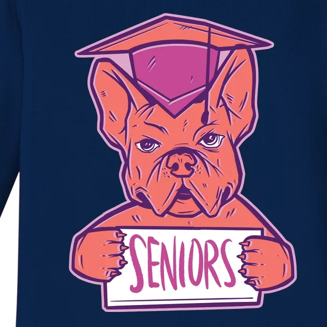 Graduating Bulldog Senior Baby Long Sleeve Bodysuit