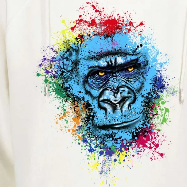 Graffiti Gorilla face Womens Funnel Neck Pullover Hood