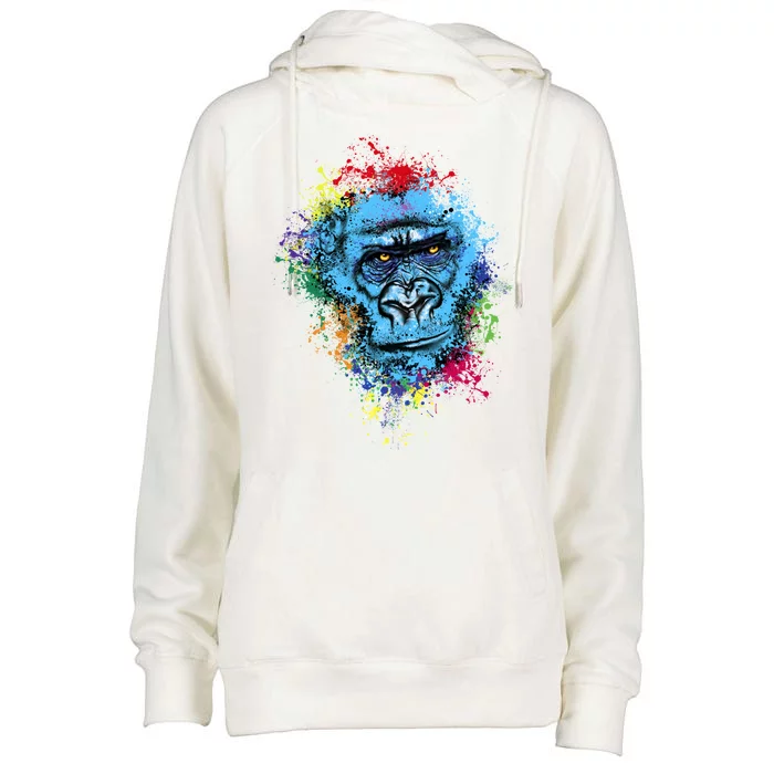 Graffiti Gorilla face Womens Funnel Neck Pullover Hood