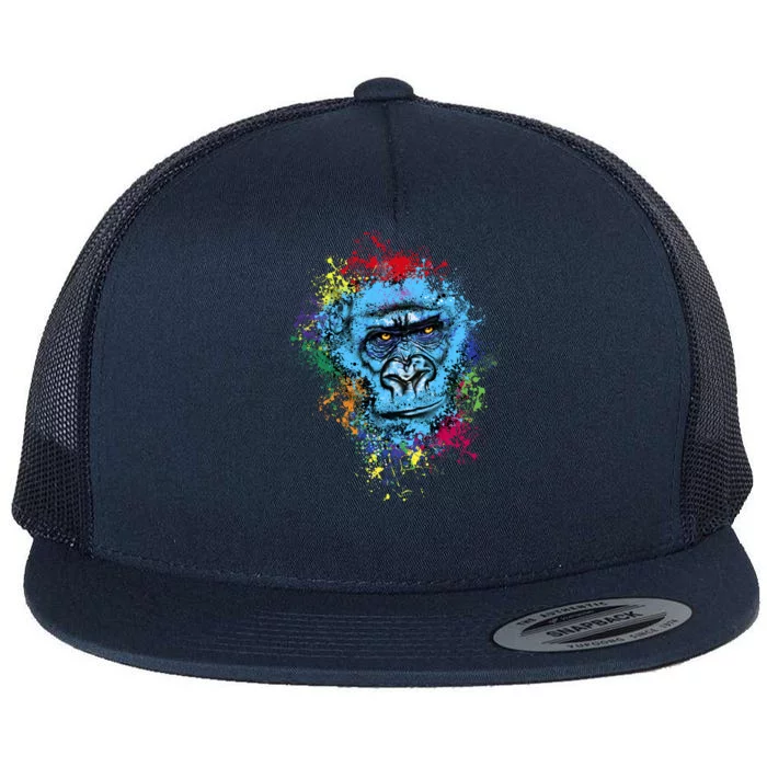 Graffiti Gorilla face Flat Bill Trucker Hat