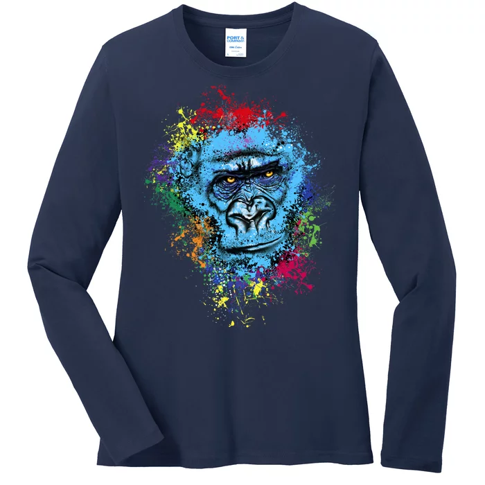 Graffiti Gorilla face Ladies Long Sleeve Shirt