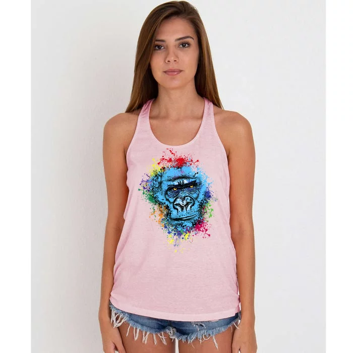 Graffiti Gorilla face Women's Knotted Racerback Tank