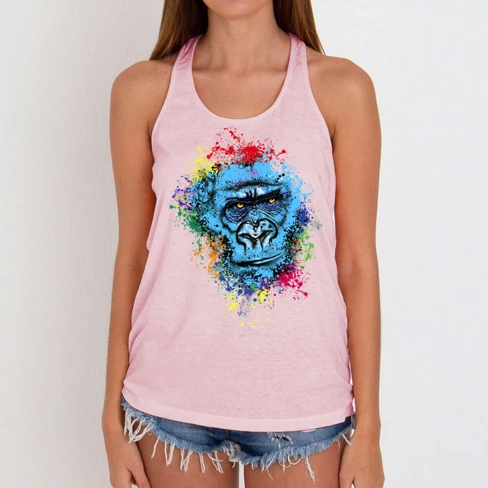 Graffiti Gorilla face Women's Knotted Racerback Tank