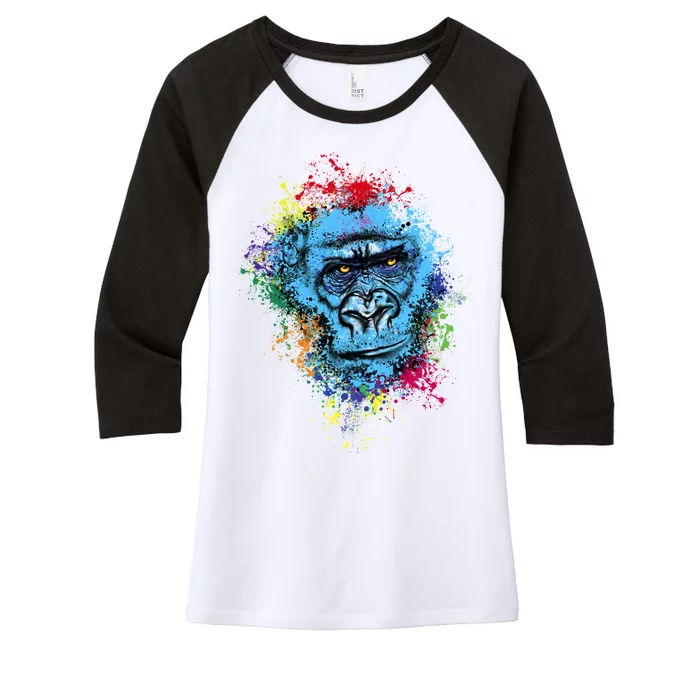 Graffiti Gorilla face Women's Tri-Blend 3/4-Sleeve Raglan Shirt