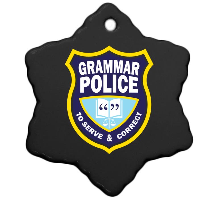 Grammar Police Badge Christmas Ornament