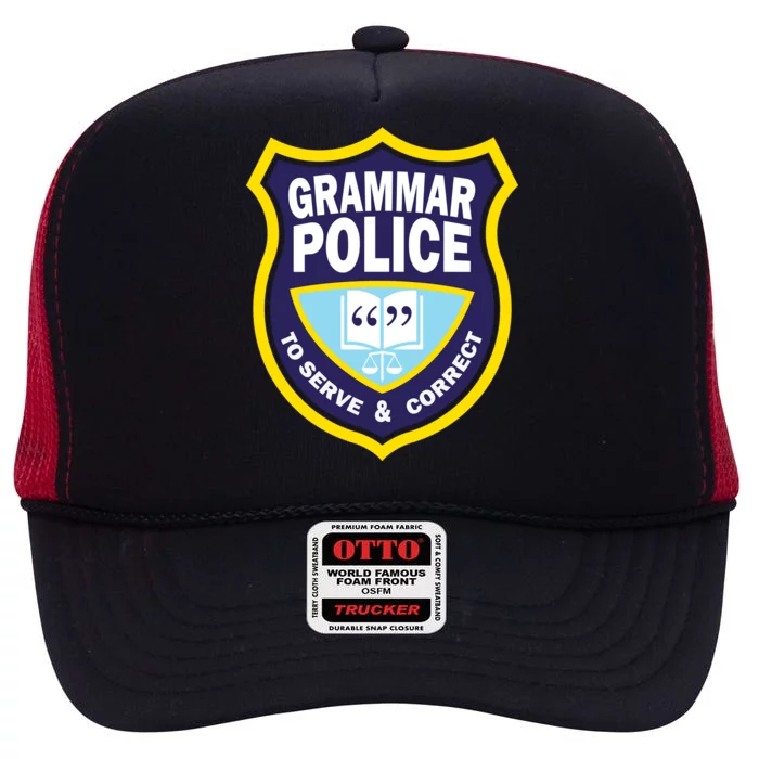 Grammar Police Badge High Crown Mesh Trucker Hat