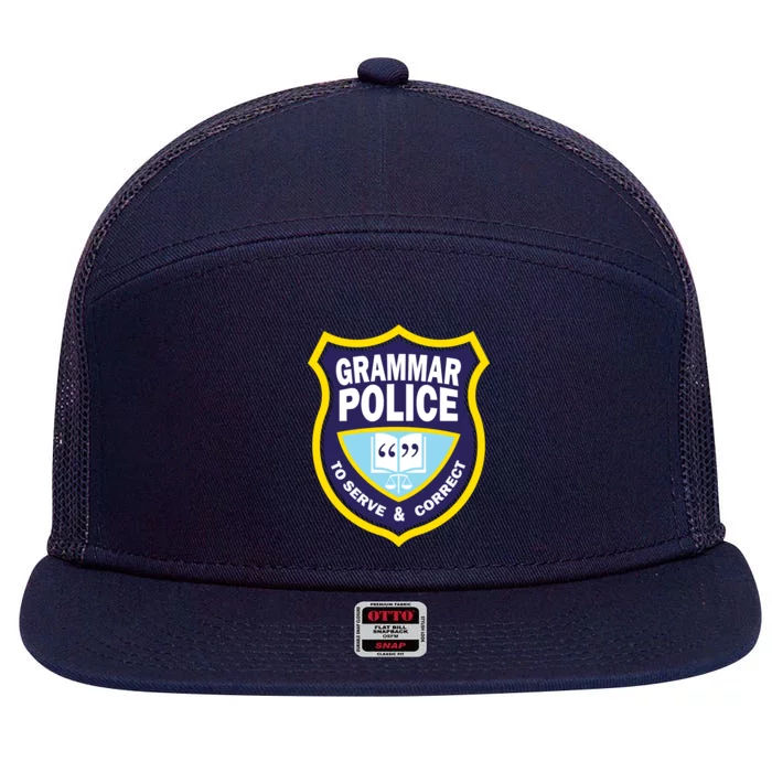 Grammar Police Badge 7 Panel Mesh Trucker Snapback Hat