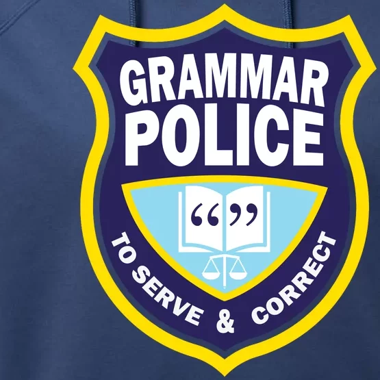 Grammar Police Badge Performance Fleece Hoodie