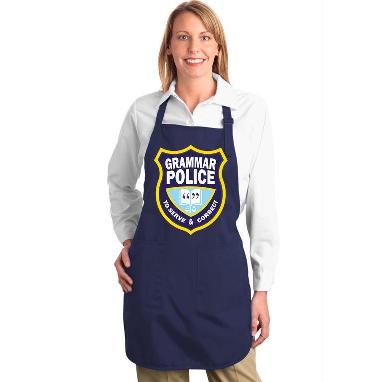 Grammar Police Badge Full-Length Apron With Pockets