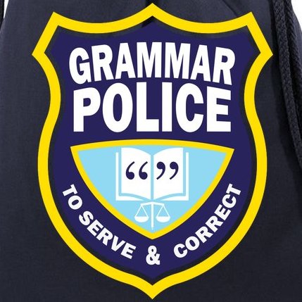 Grammar Police Badge Drawstring Bag