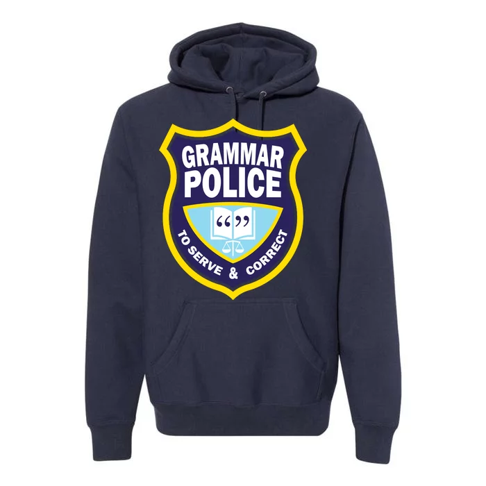 Grammar Police Badge Premium Hoodie